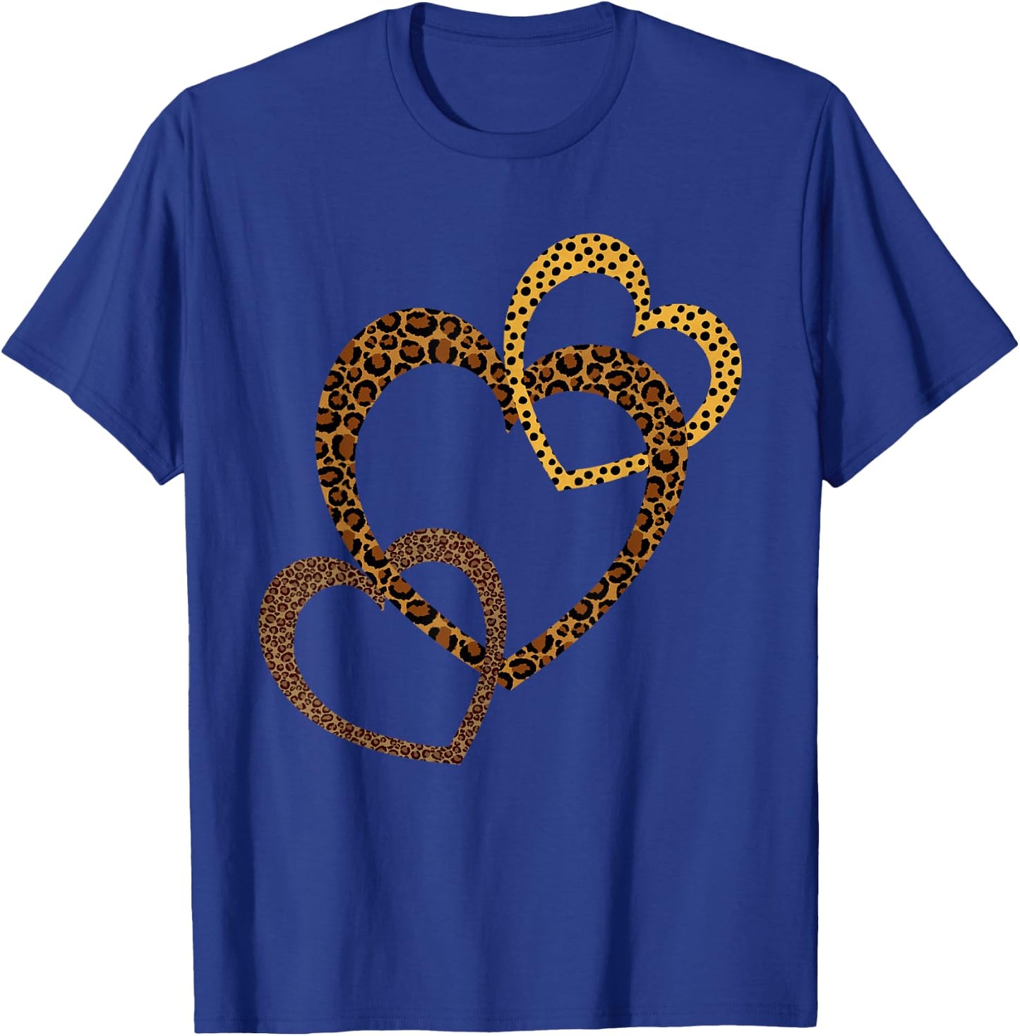Hearts Love Leopard Cheetah Shirt Women's Animal Print Hard T-Shirt - T-Shirt | Royal