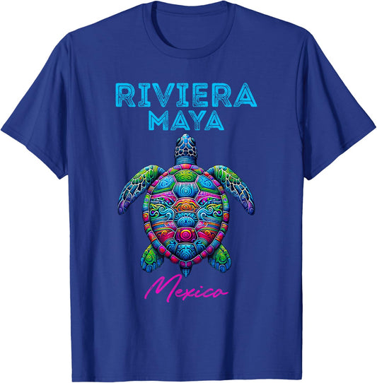 Riviera Maya Mexico Tribal Beach Sea Turtle T-Shirt - T-Shirt | Royal
