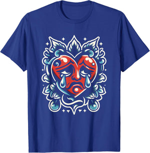 Crying Heart Traditional Tattoo Artist Heart Tattoos T-Shirt - T-Shirt | Royal