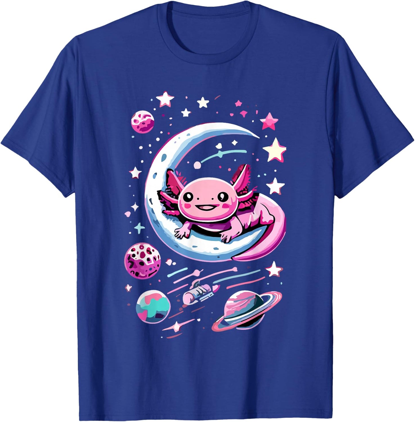 Space Adventure Kawaii Axolotl T-Shirt - T-Shirt | Royal