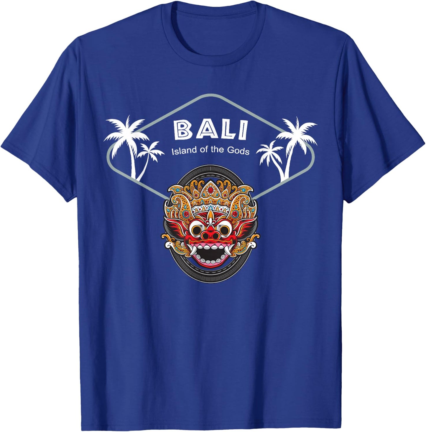 Bali Barong Mask Palms Indonesia Penida Gift Ubud Souvenir T-Shirt - T-Shirt | Royal