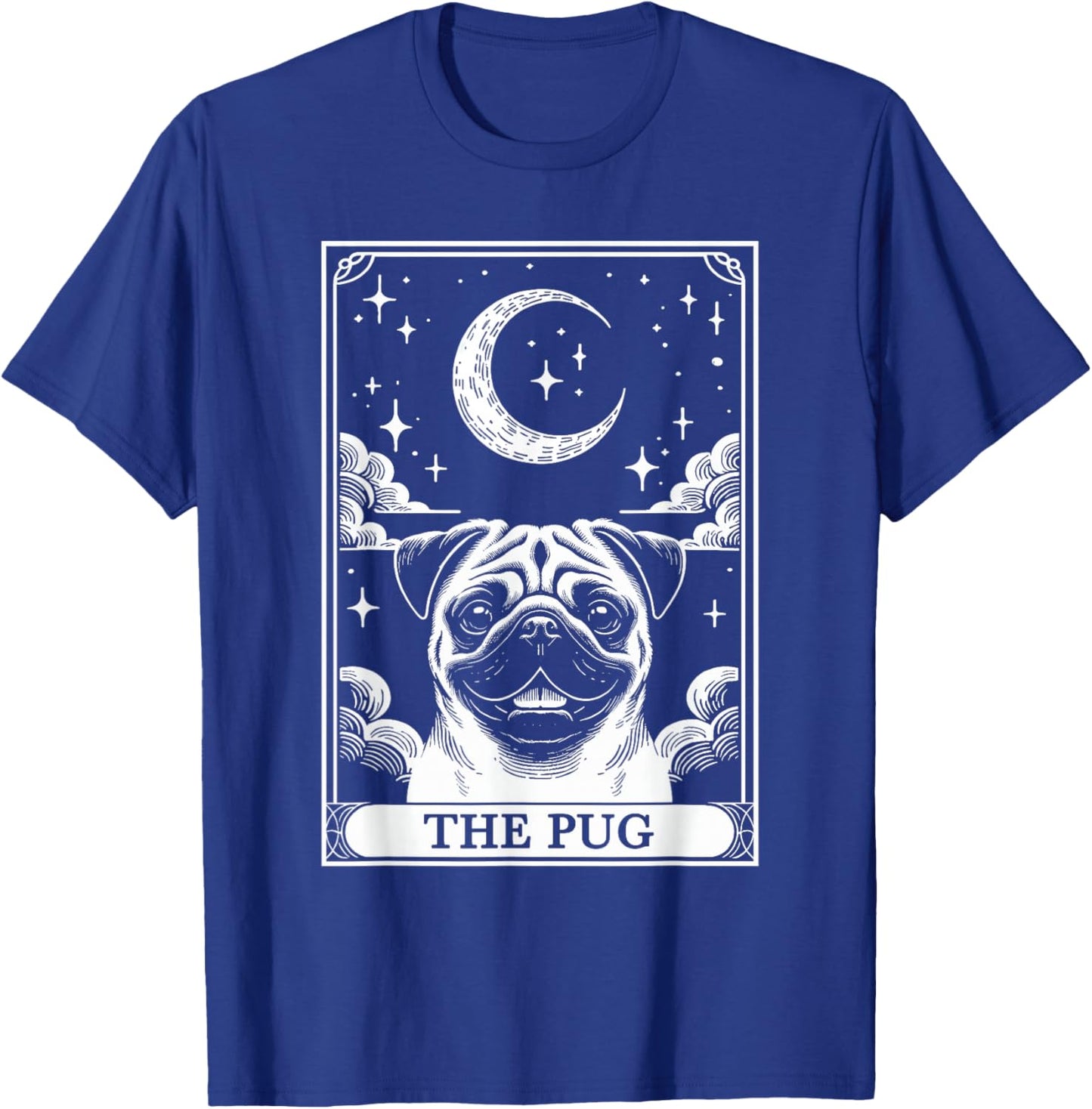 Tarot Card Vintage Crescent Moon Pug Mom Dog Lovers Women Kids T-Shirt - T-Shirt | Royal