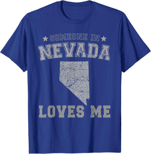 Someone In Nevada Loves Me Heart Vintage State T-Shirt - T-Shirt | Royal