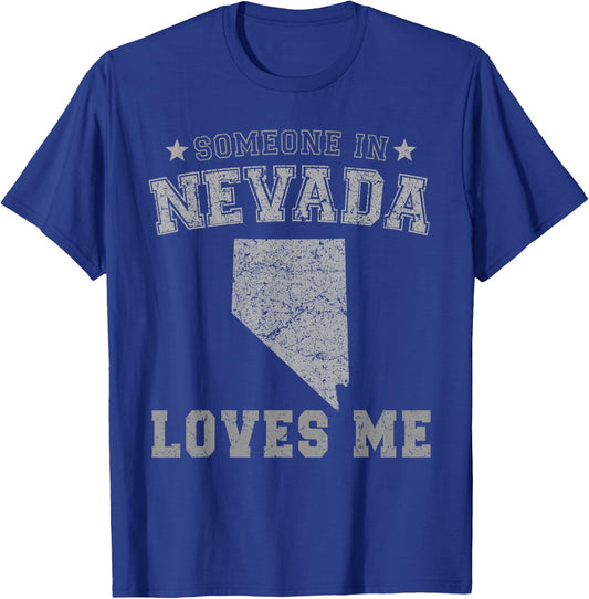 Someone In Nevada Loves Me Heart Vintage State T-Shirt - T-Shirt | Royal