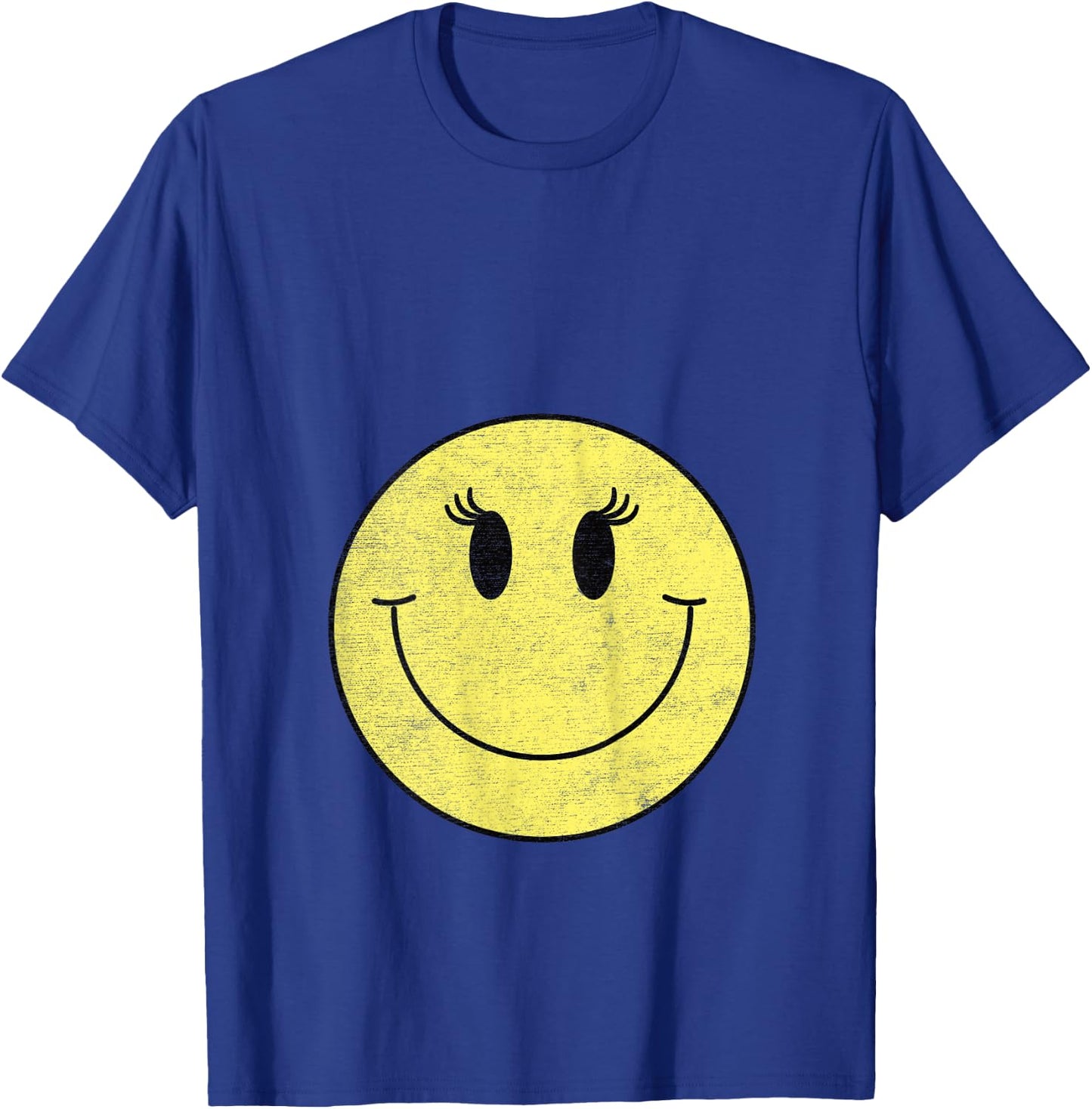 Vintage Cute Eyelashes Yellow Happy Smiling Smile Face Girl T-Shirt - T-Shirt | Royal