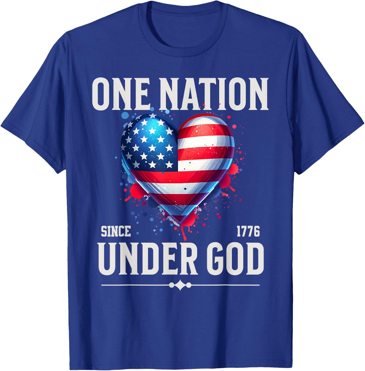 One Nation Under God Heart Flag Patriotic Christian T-Shirt - T-Shirt | Royal