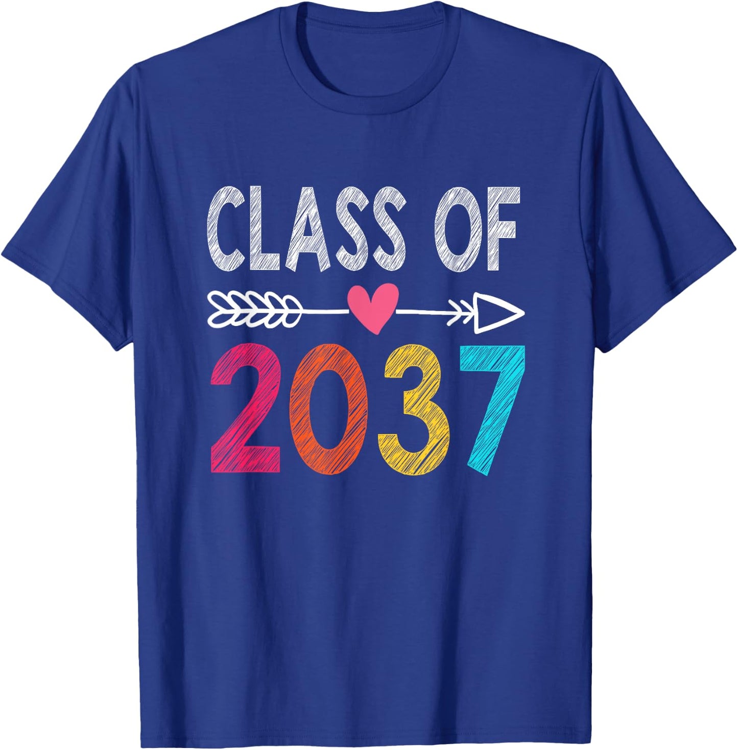 Class Of 2037 Grow With Me First Day Of School Graduation T-Shirt - T-Shirt | Royal