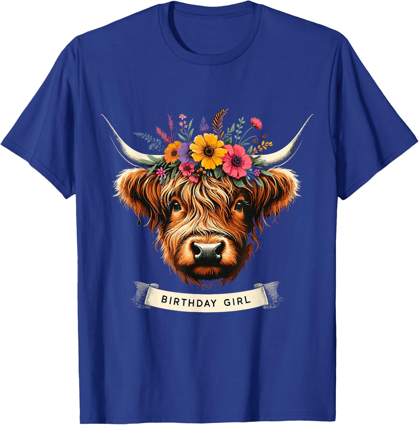 Highland Cow Birthday Girl Party T-Shirt - T-Shirt | Royal