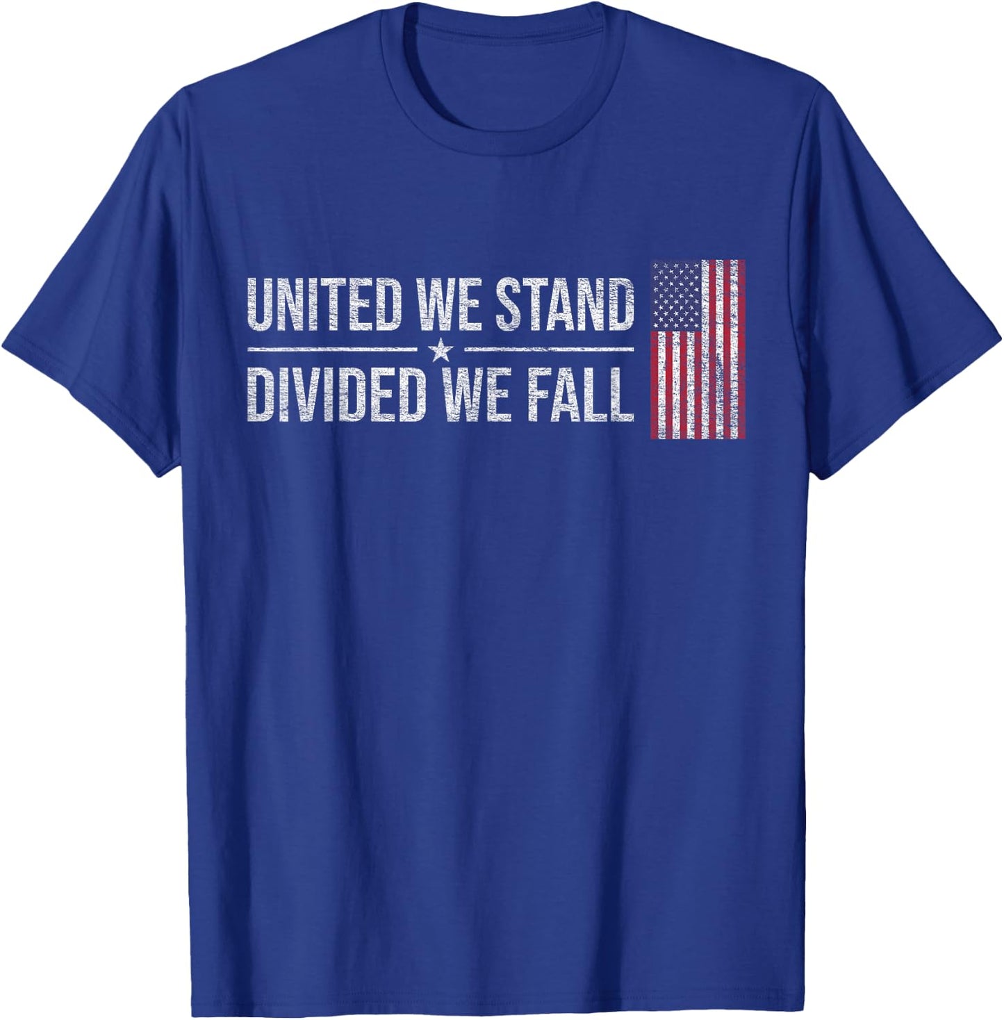 Usa Flag United We Stand Divided We Fall American Patriot T-Shirt - T-Shirt | Royal