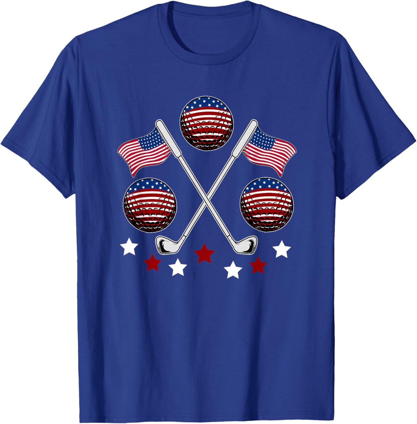 Golfer American Flag Golf Ball Player Patriot Fourth Of July T-Shirt - T-Shirt | Royal