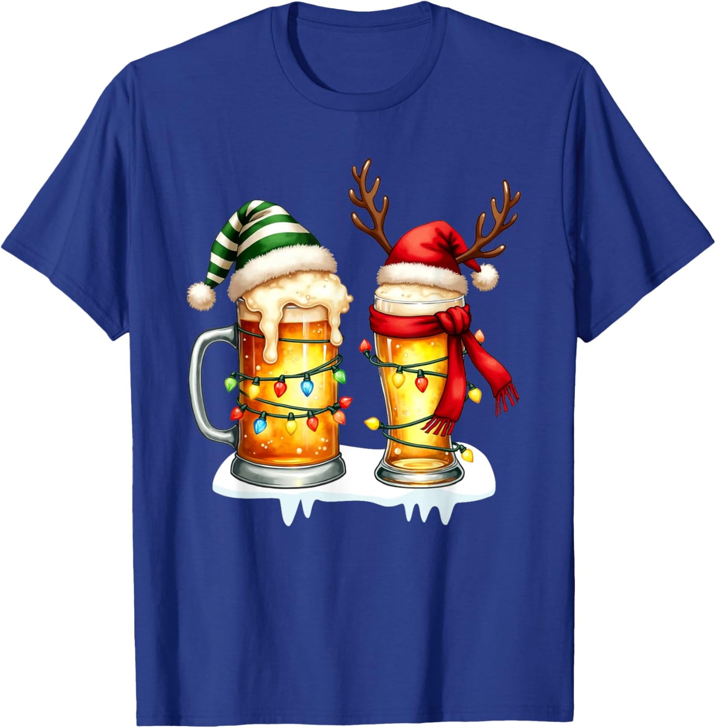 Christmas Pajamas Beer Mug Beer Glasses Beer Costume Santa T-Shirt - T-Shirt | Royal