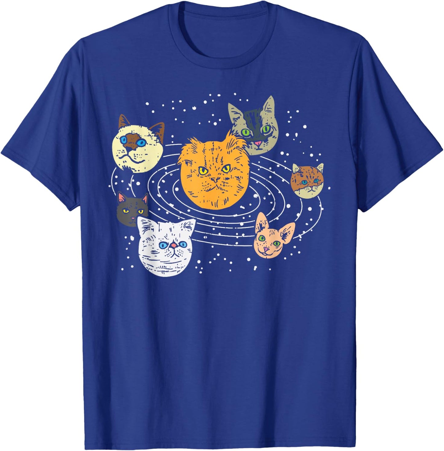 Cat Faces Planets Solar System Space Animals Pet Lover Gift T-Shirt - T-Shirt | Royal