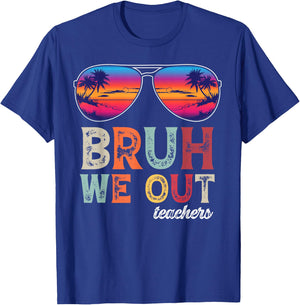 BRUH WE OUT Summer Vacation Retro End Of School Year Teacher Women Girls Kids T-Shirt - T-Shirt | Royal