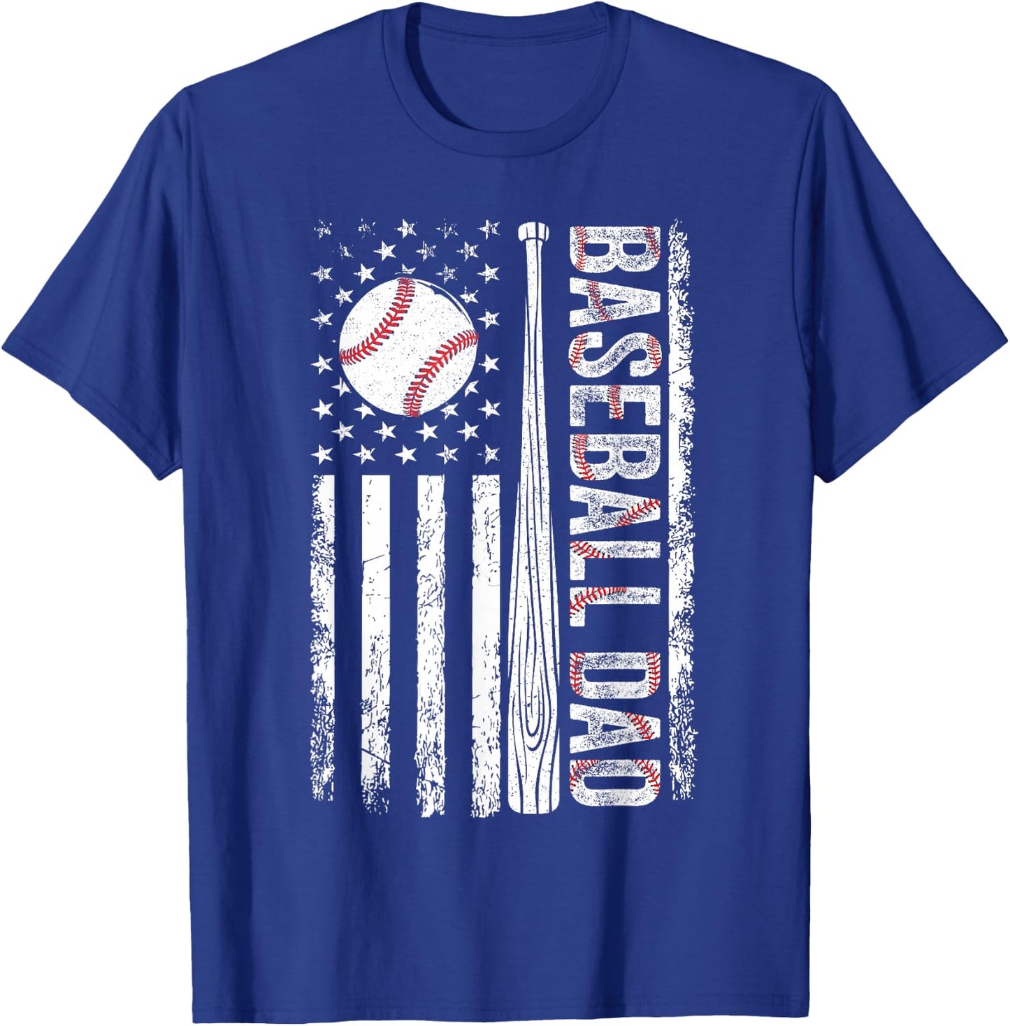 Baseball Dad American Flag Patriotic Father's Day USA Flag T-Shirt - T-Shirt | Royal
