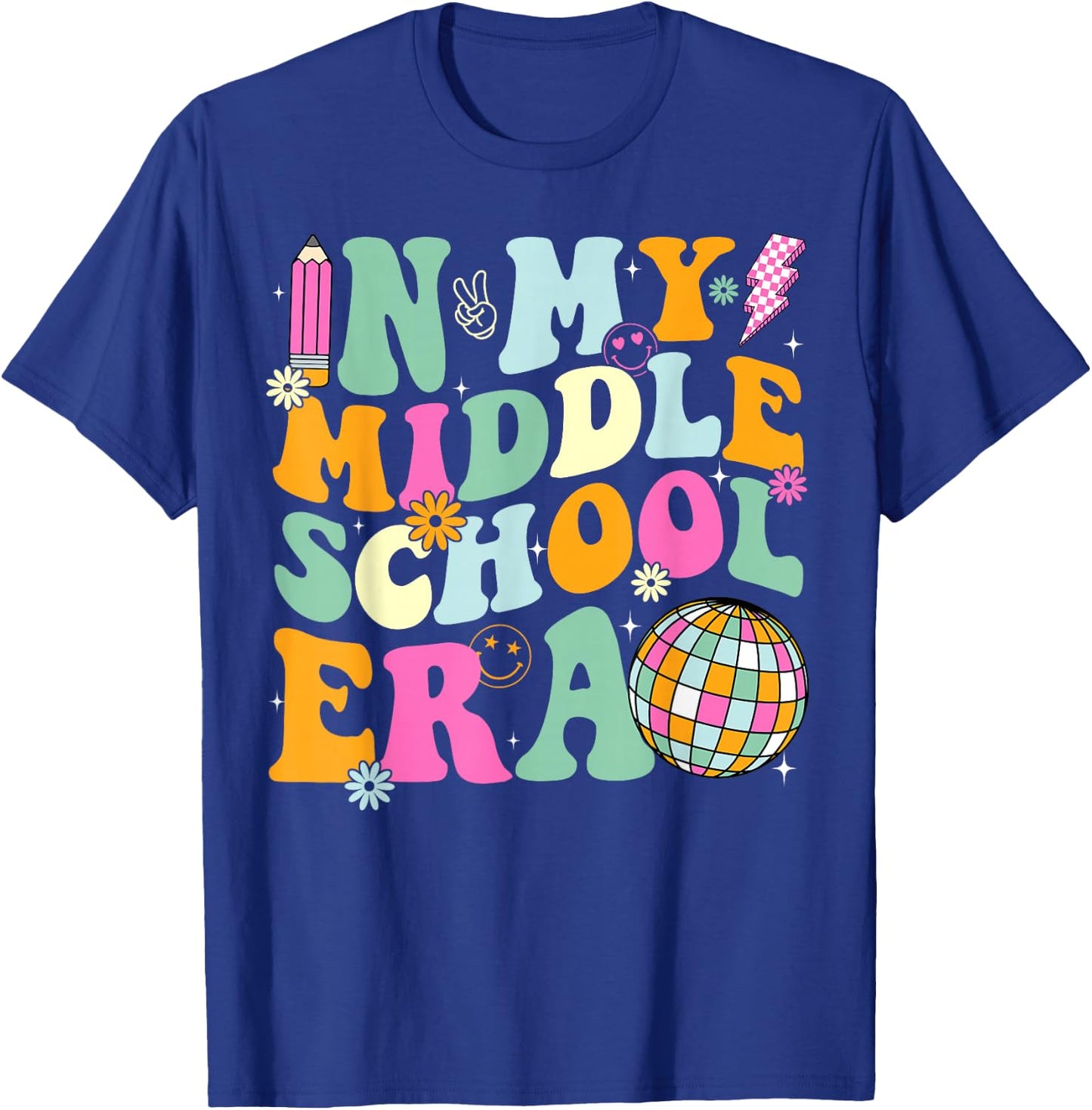 Groovy In My Middle School Era Back To School Teacher T-Shirt - T-Shirt | Royal