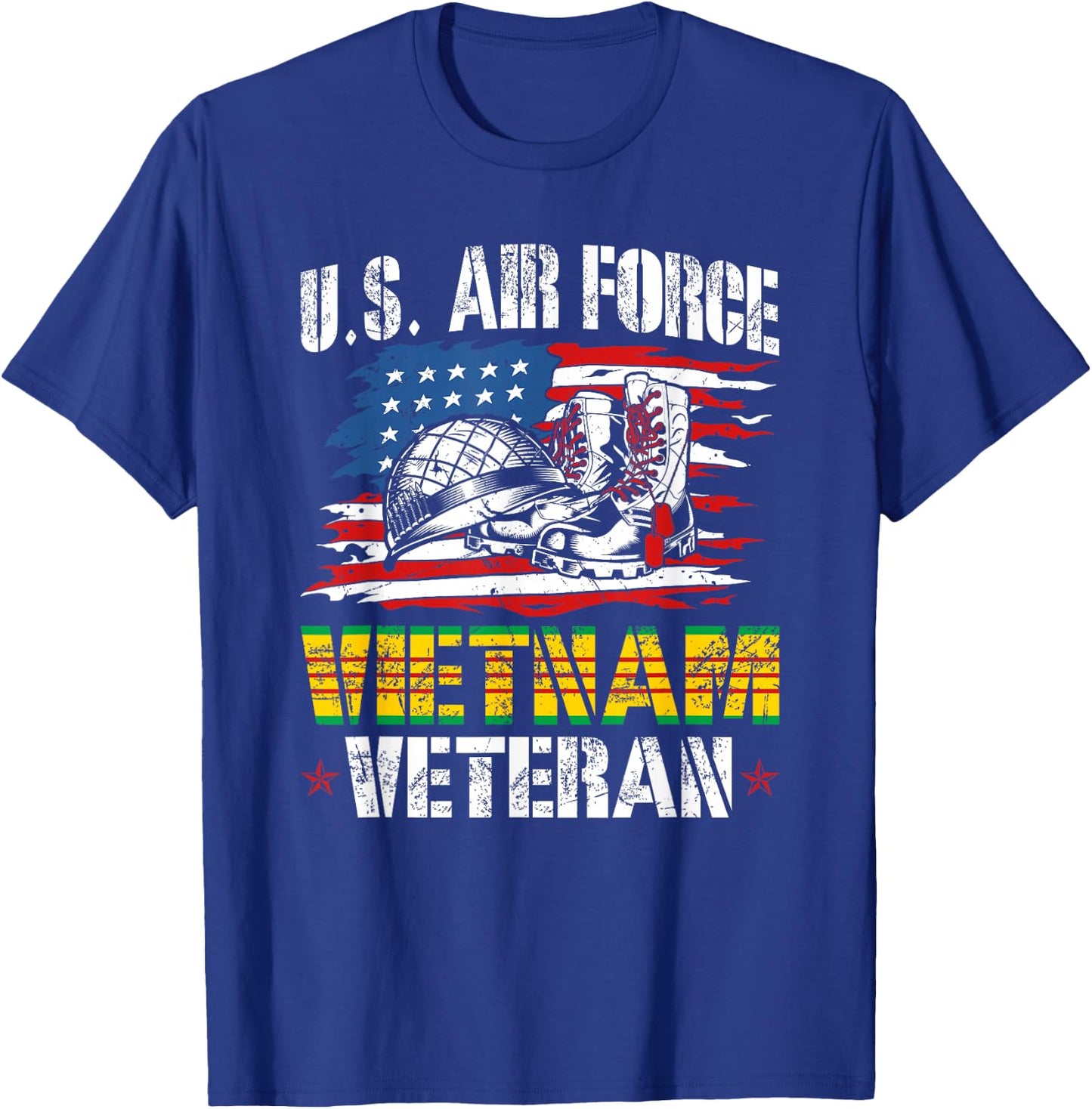 Vietnam Veteran US Air Force US Flag T-Shirt - T-Shirt | Royal