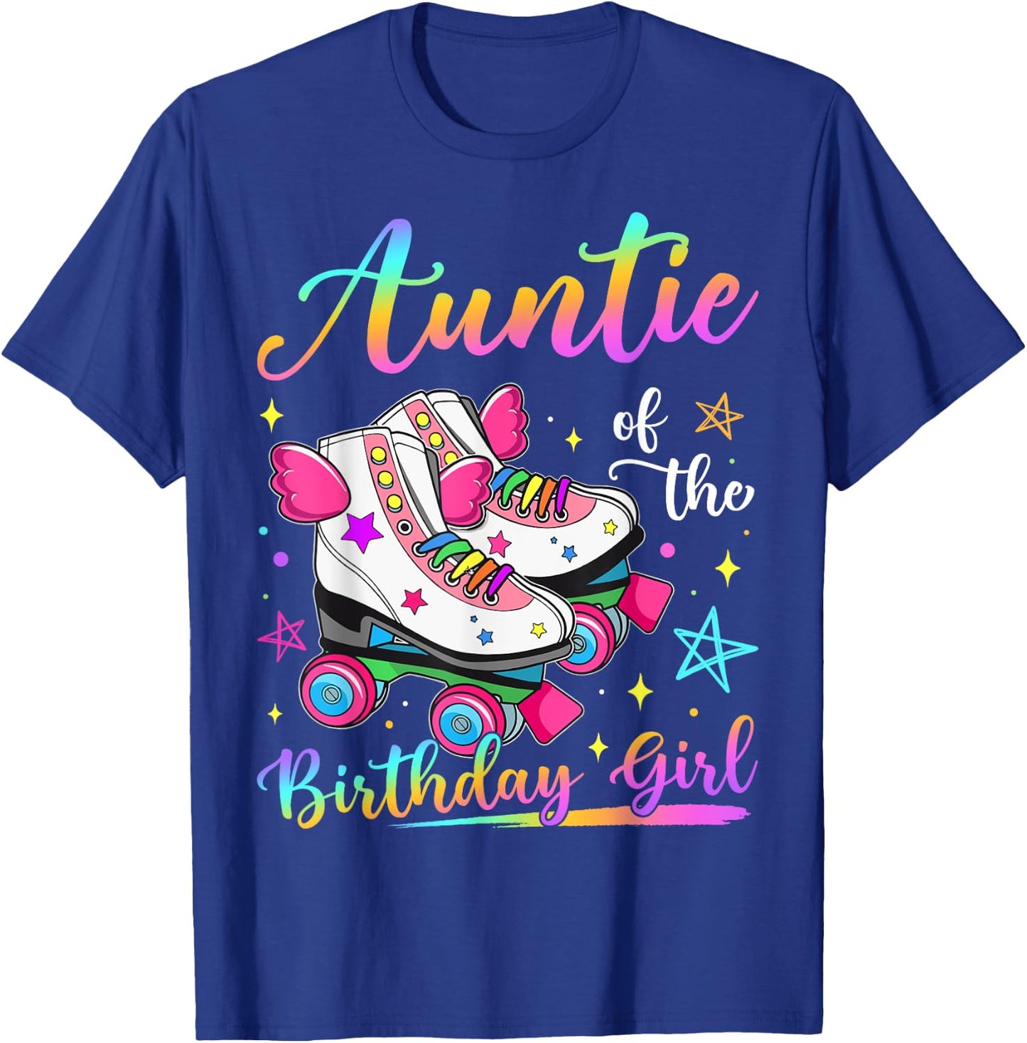 Auntie Of The Birthday Girl Rolling Skate Family Matching T-Shirt - T-Shirt | Royal