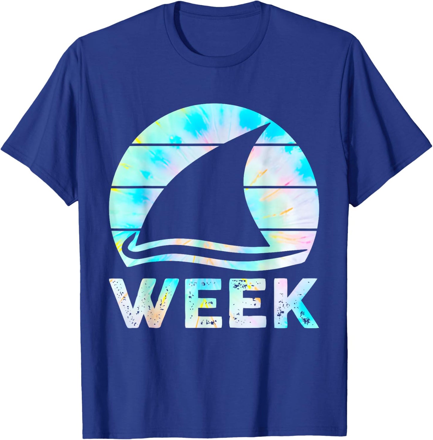 2025 Week Retro Shark Fin Lover Sea Ocean Animal Summer Trip T-Shirt - T-Shirt | Royal