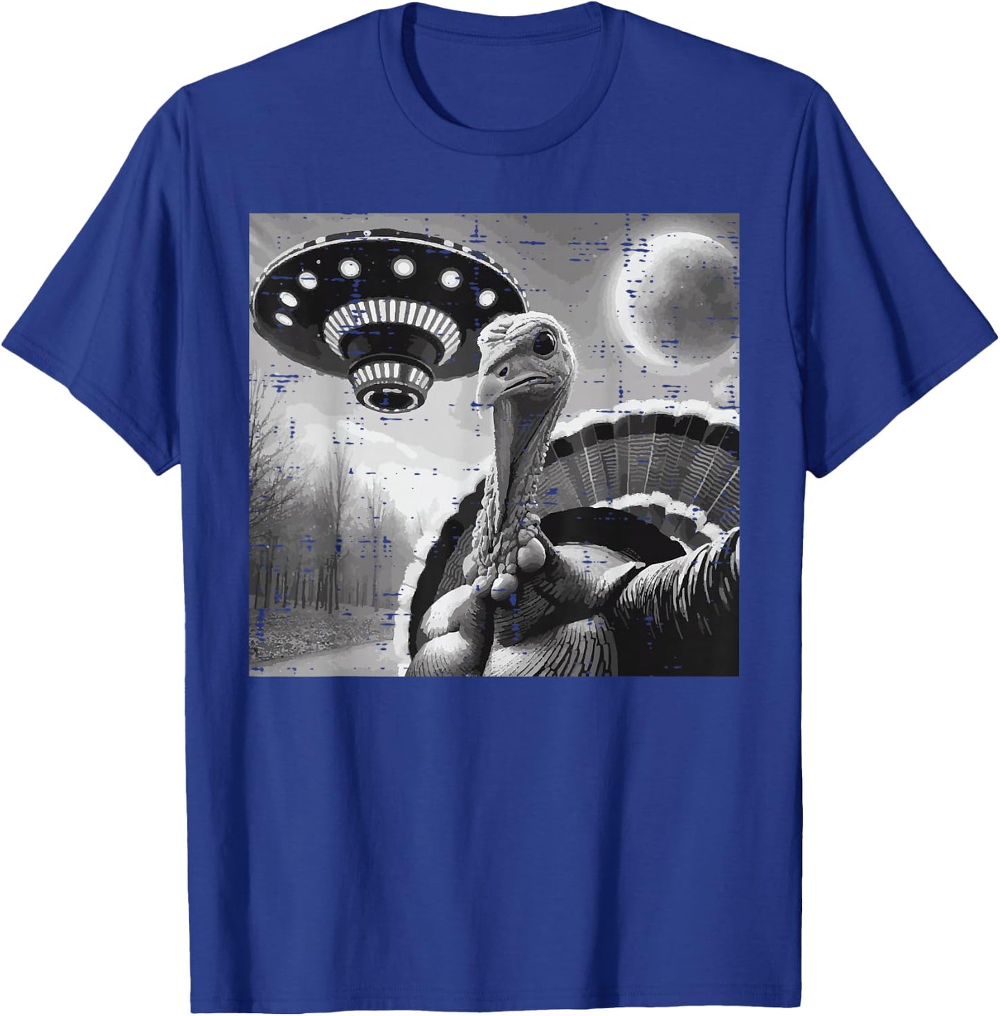 Thanksgiving Turkey UFO Selfie Funny Alien Men Women Kids T-Shirt - T-Shirt | Royal