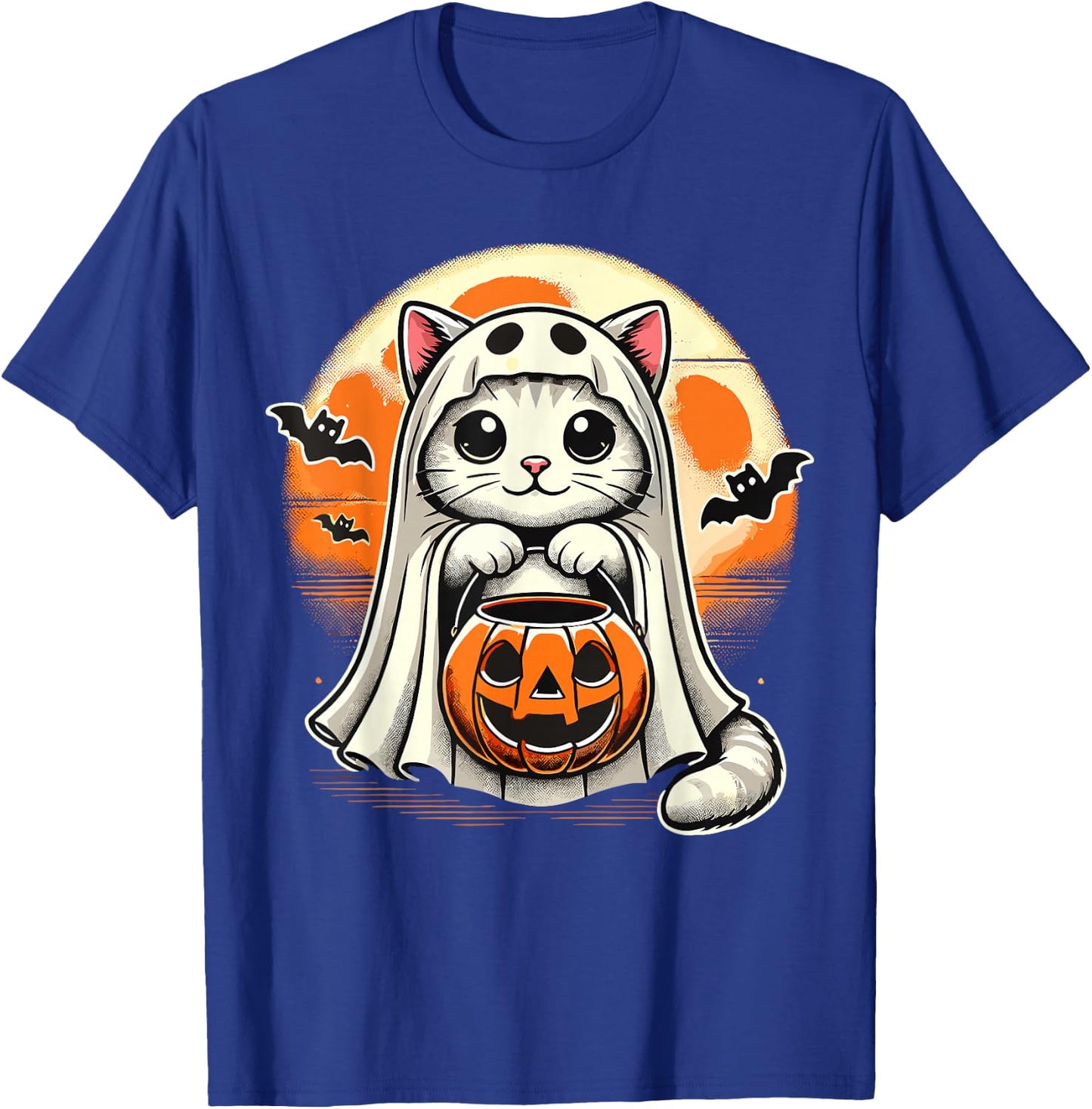Cat Ghost Halloween Funny Cat T-Shirt - T-Shirt | Royal