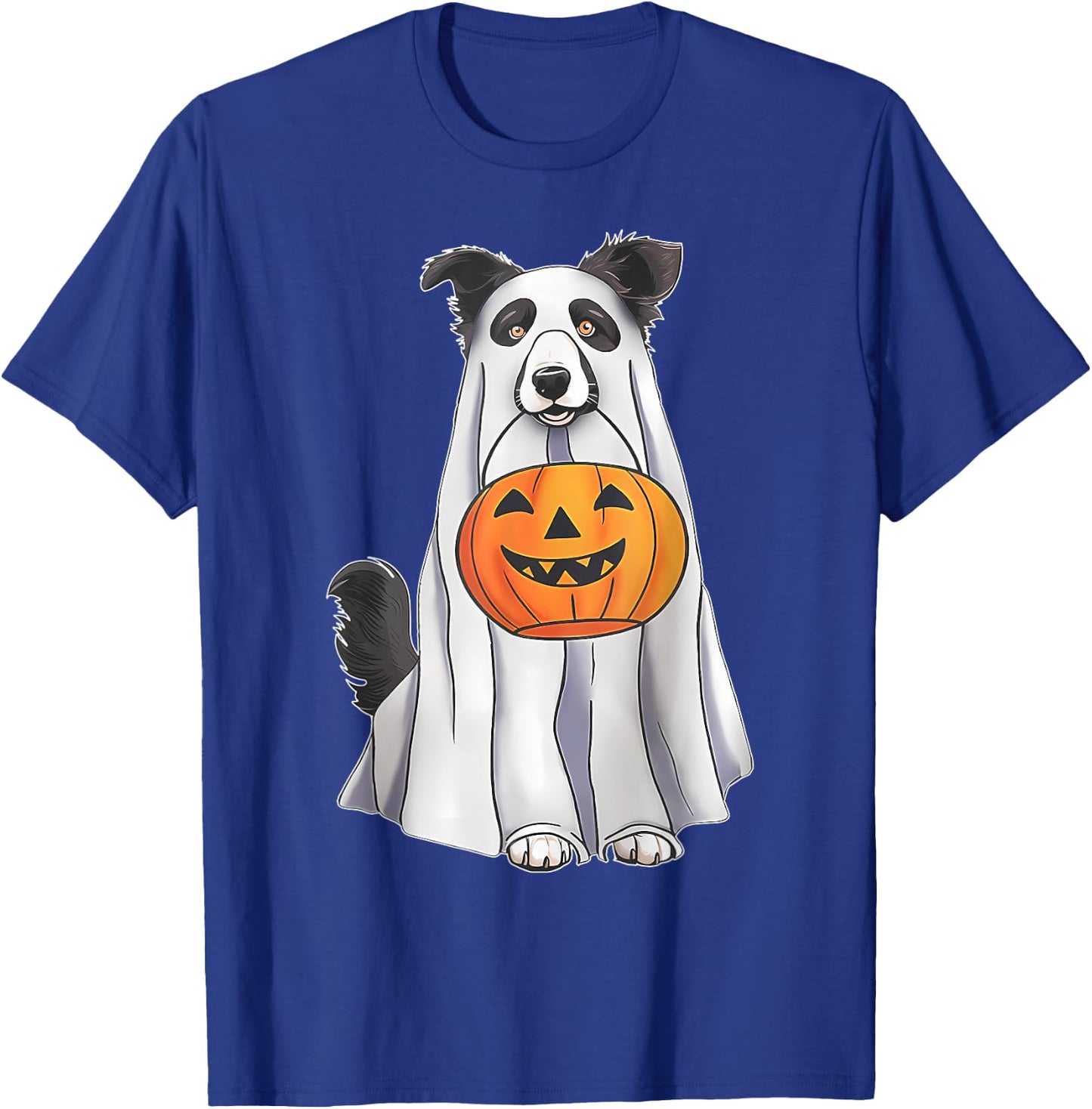 Border Collie Ghost Pumpkin Halloween Costume Fall T-Shirt - T-Shirt | Royal
