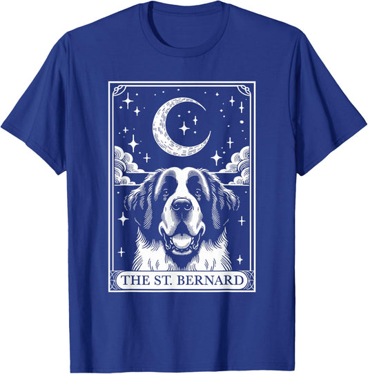 Tarot Card Vintage Crescent Moon St. Bernard Dog Mom T-Shirt - T-Shirt | Royal