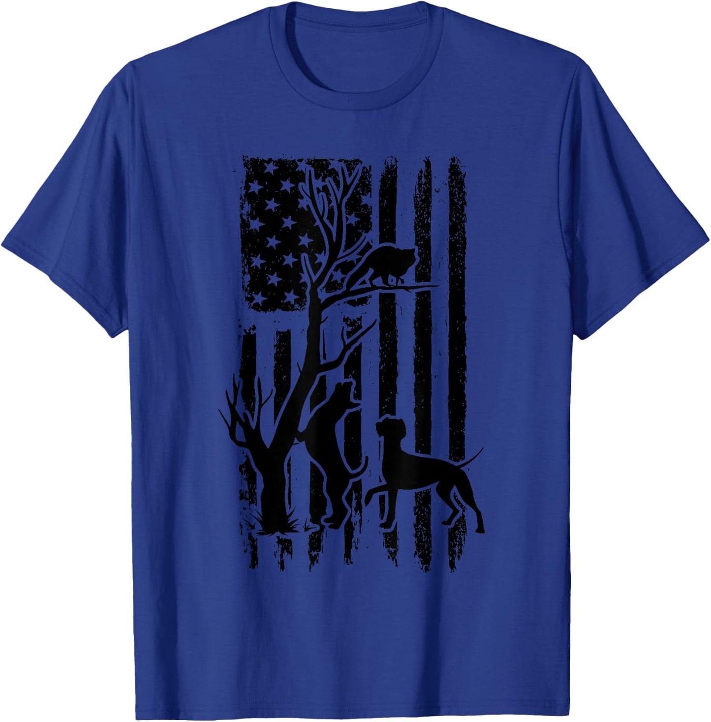 Dog Lover Apparel Co. Patriotic Coonhunter USA Flag Hunting Dog Coon Hound , Small, Grey T-Shirt - T-Shirt | Royal