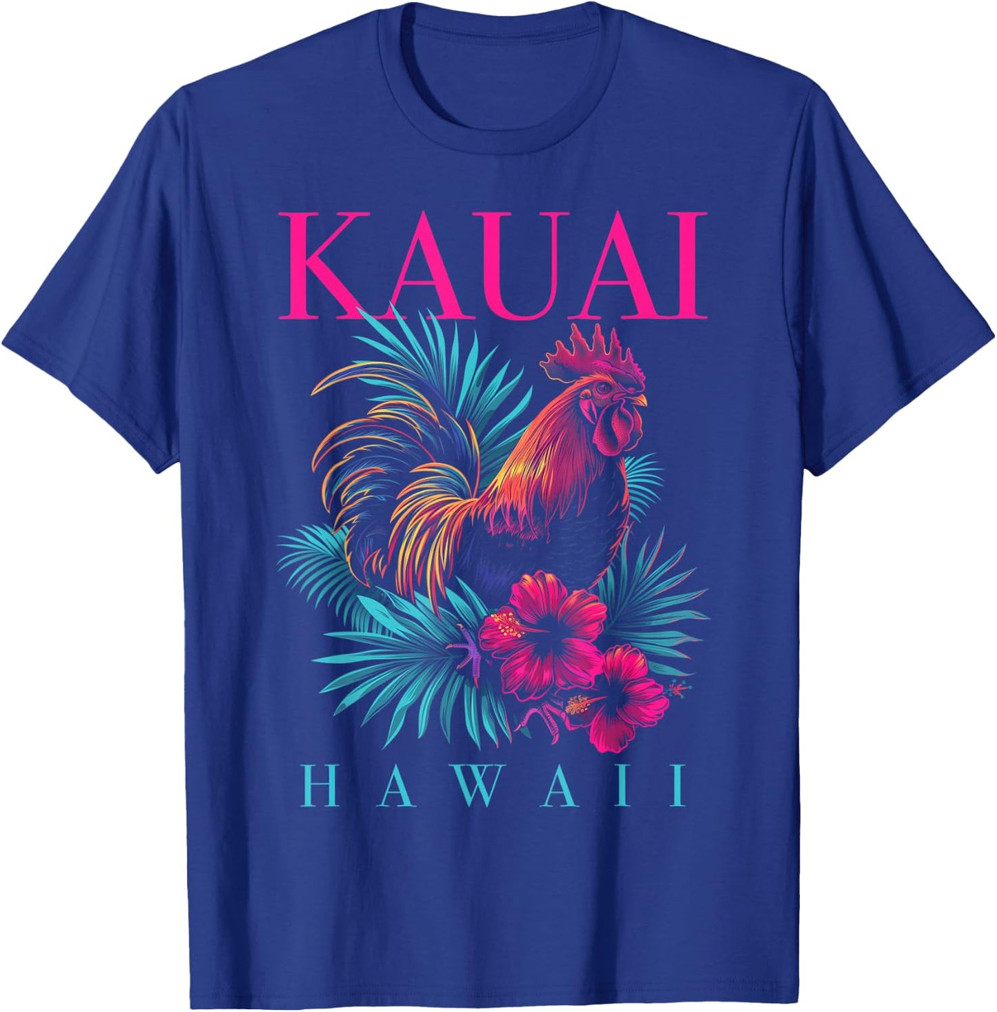 Kauai Hawaii Chicken Hawaii Hawaii Hibiscus Flowers Vintage T-Shirt - T-Shirt | Royal