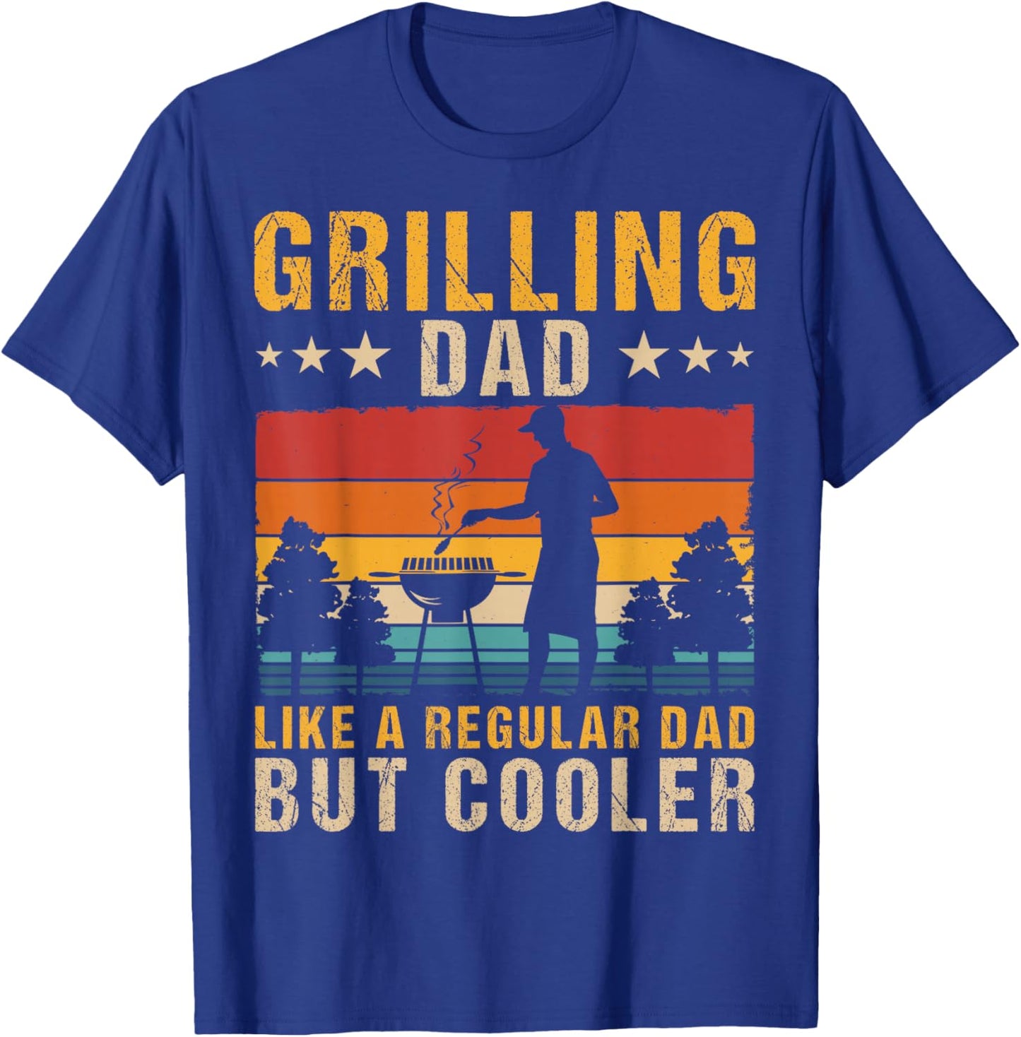 Funny BBQ Grilling Dad Barbecue Lover Retro Fathers Day T-Shirt - T-Shirt | Royal