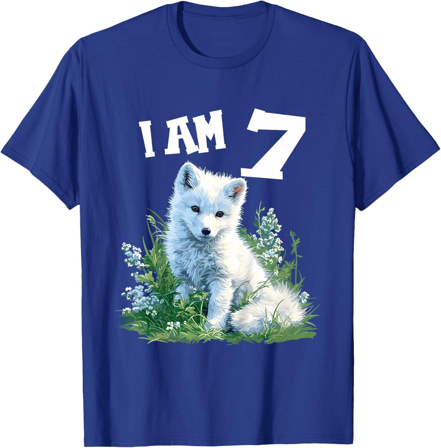 Kids 7 Years old 7 birthday Arctic Foxes Boy Girl Arctic Fox T-Shirt - T-Shirt | Royal