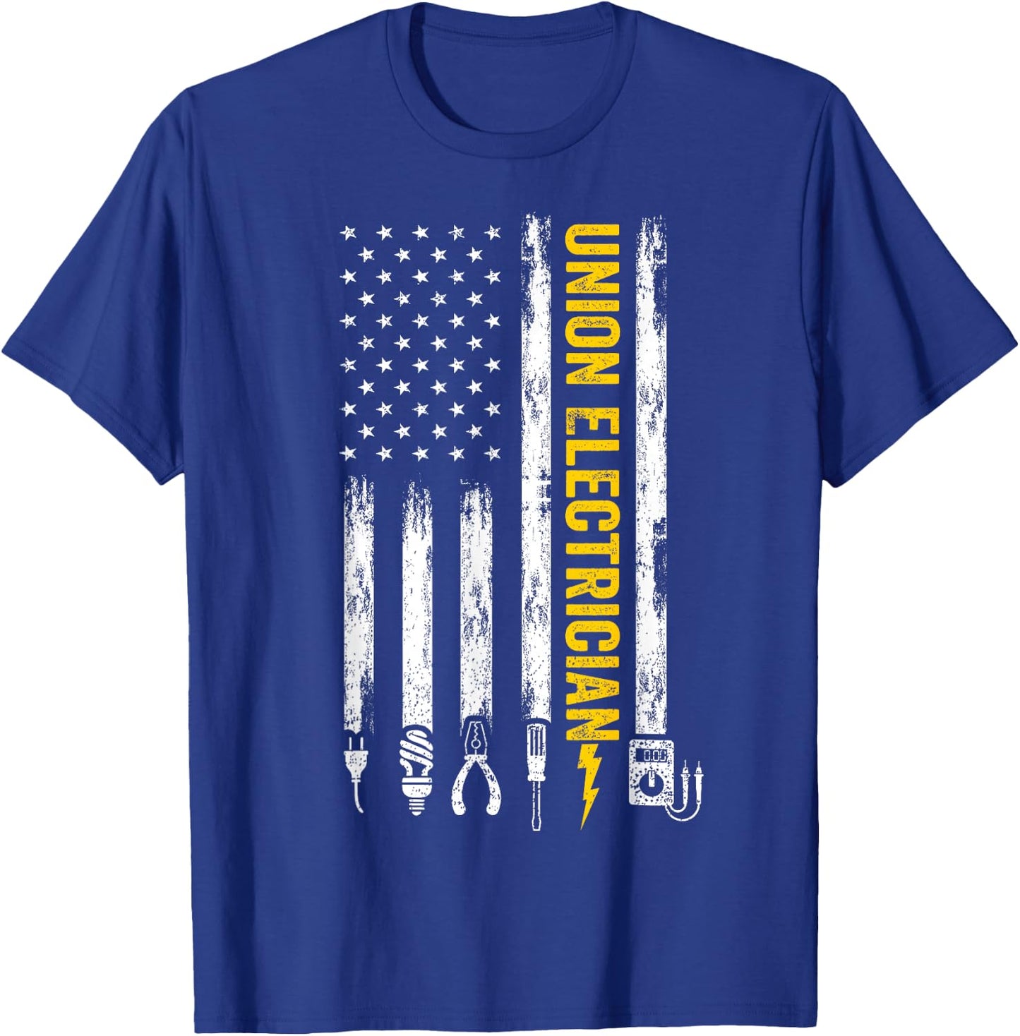 Union Electrician Tools USA Flag Pro American Electricians T-Shirt - T-Shirt | Royal