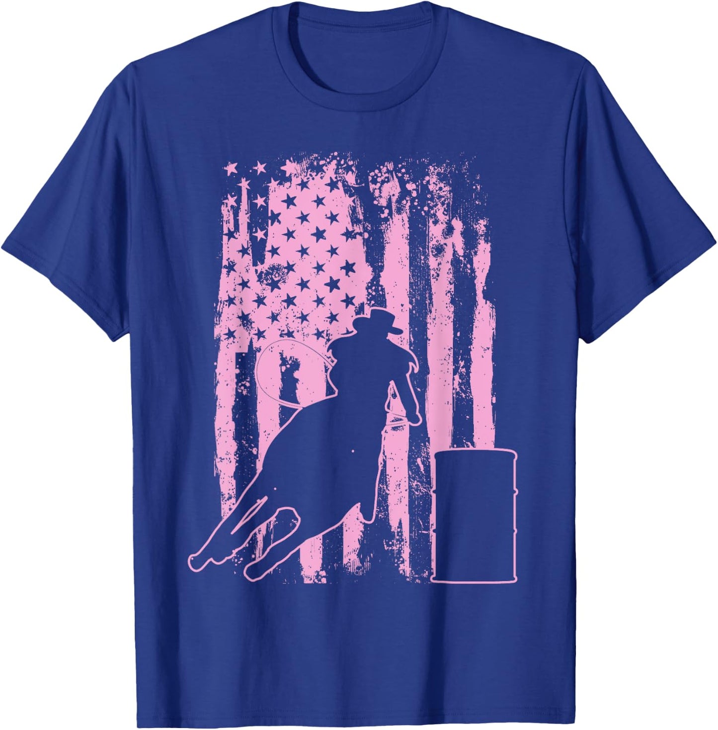 Barrel Racing USA American Flag for Barrel Racers Girls Kids Men T-Shirt - T-Shirt | Royal