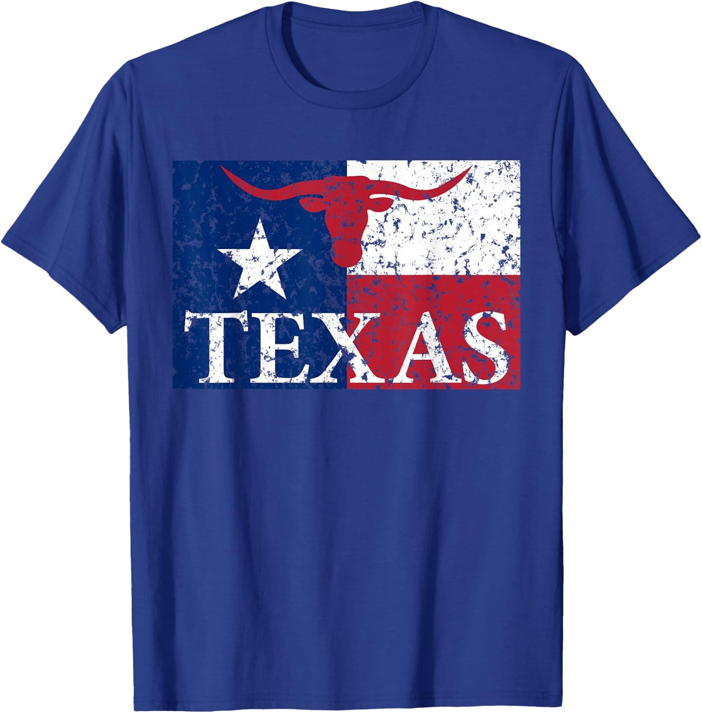 I Love Texas Longhorn Faded Grunge TX Flag T-Shirt - T-Shirt | Royal