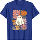Boho Floral Fall Boho Ghost Cute Halloween girl T-Shirt - T-Shirt | Royal