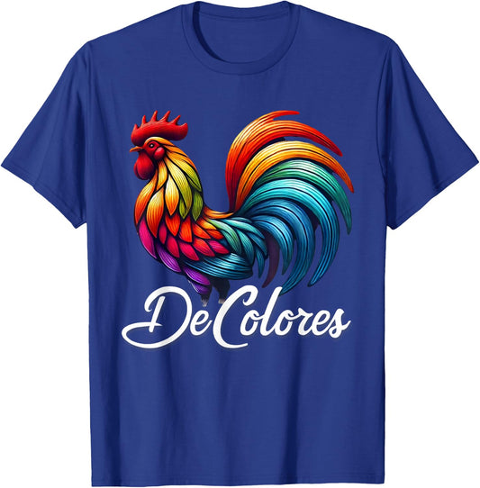 DeColores Cursillo Rainbow Rooster Catholic T-Shirt - T-Shirt | Royal
