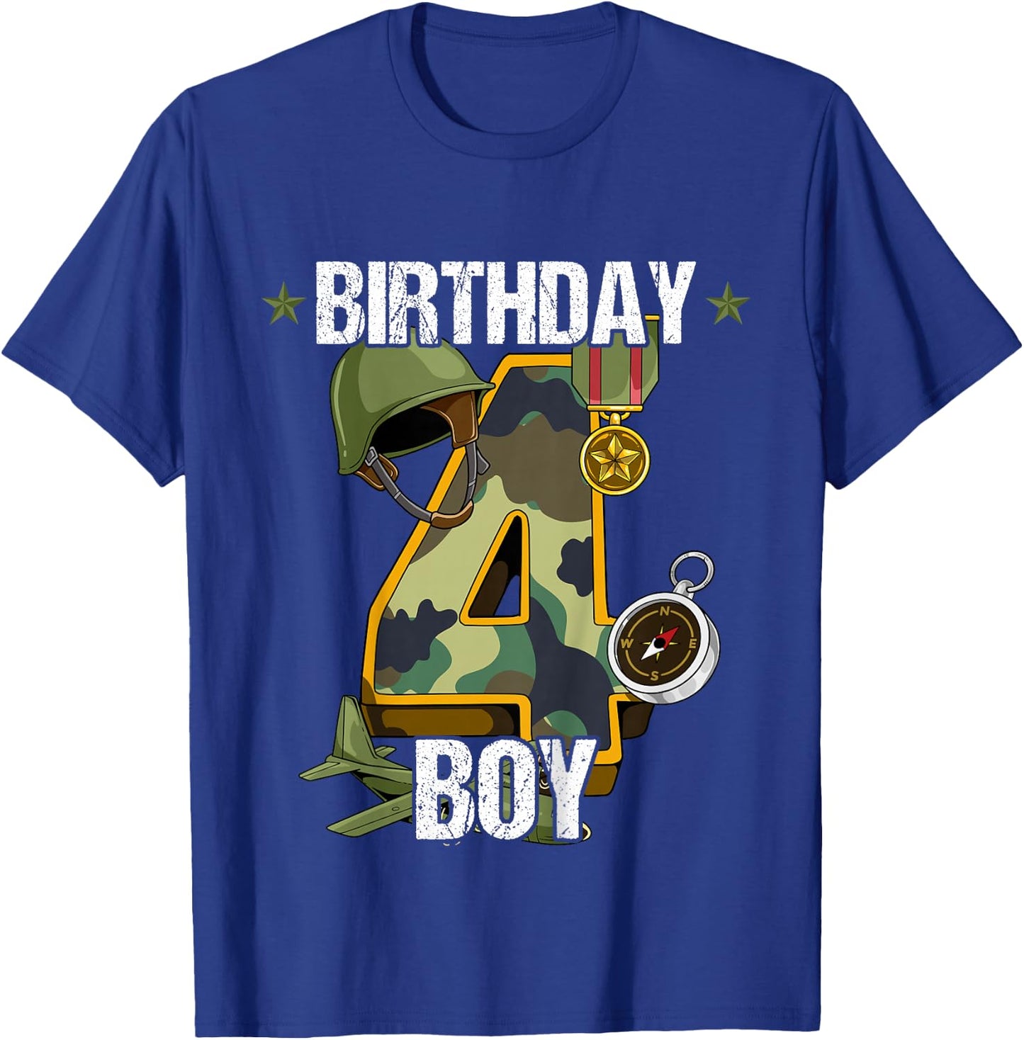 Kids 4th Birthday Army T-Shirt - T-Shirt | Royal