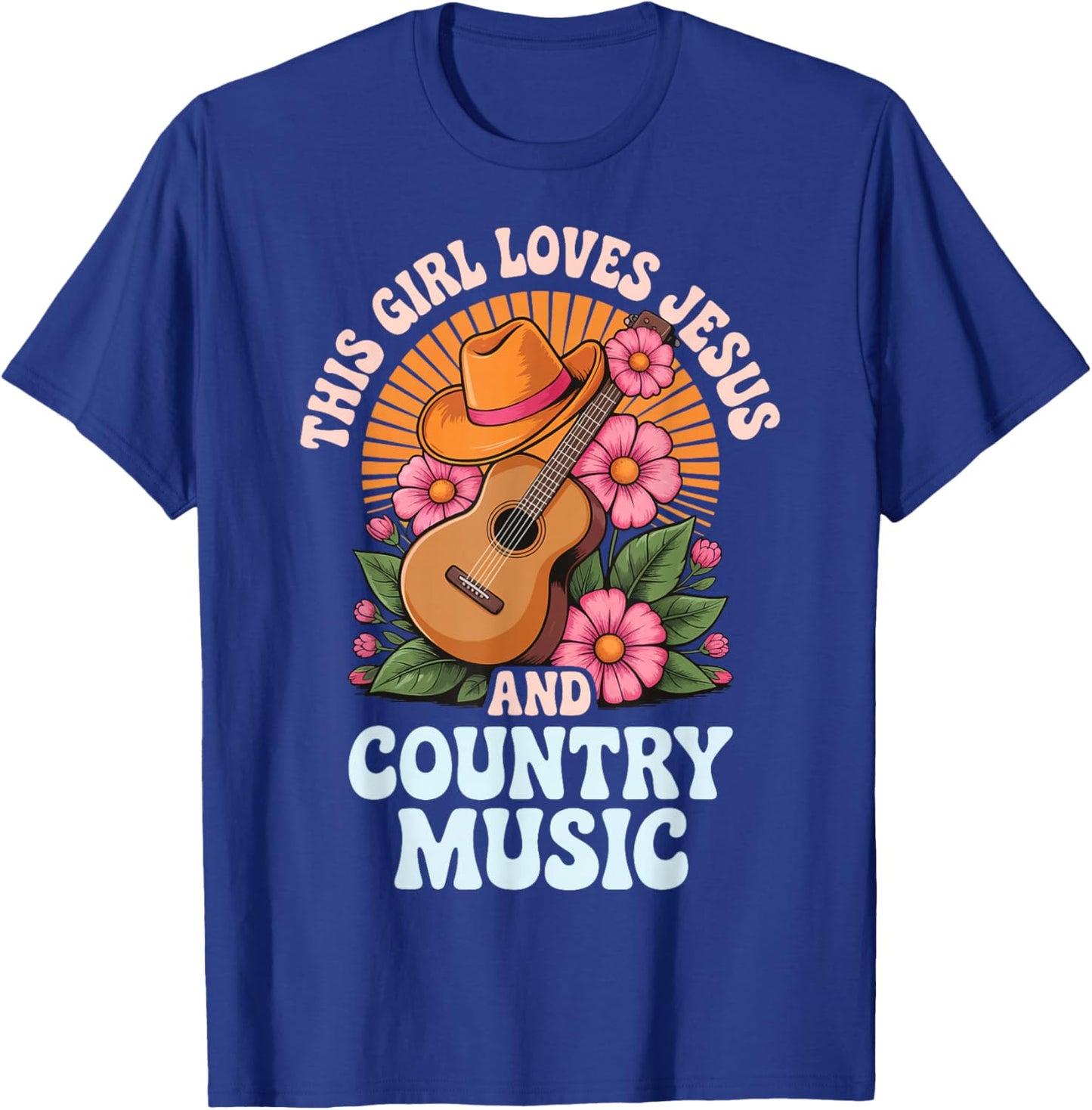 This Girl Loves Jesus And Country Music T-Shirt - T-Shirt | Royal
