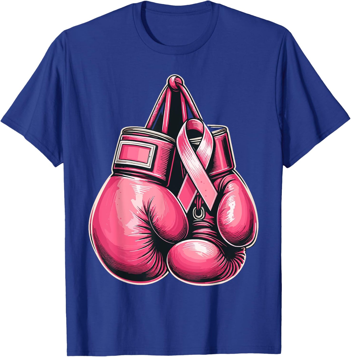 Breast Cancer Boxing Glove Pink Ribbon Awareness Fight Women T-Shirt - T-Shirt | Royal