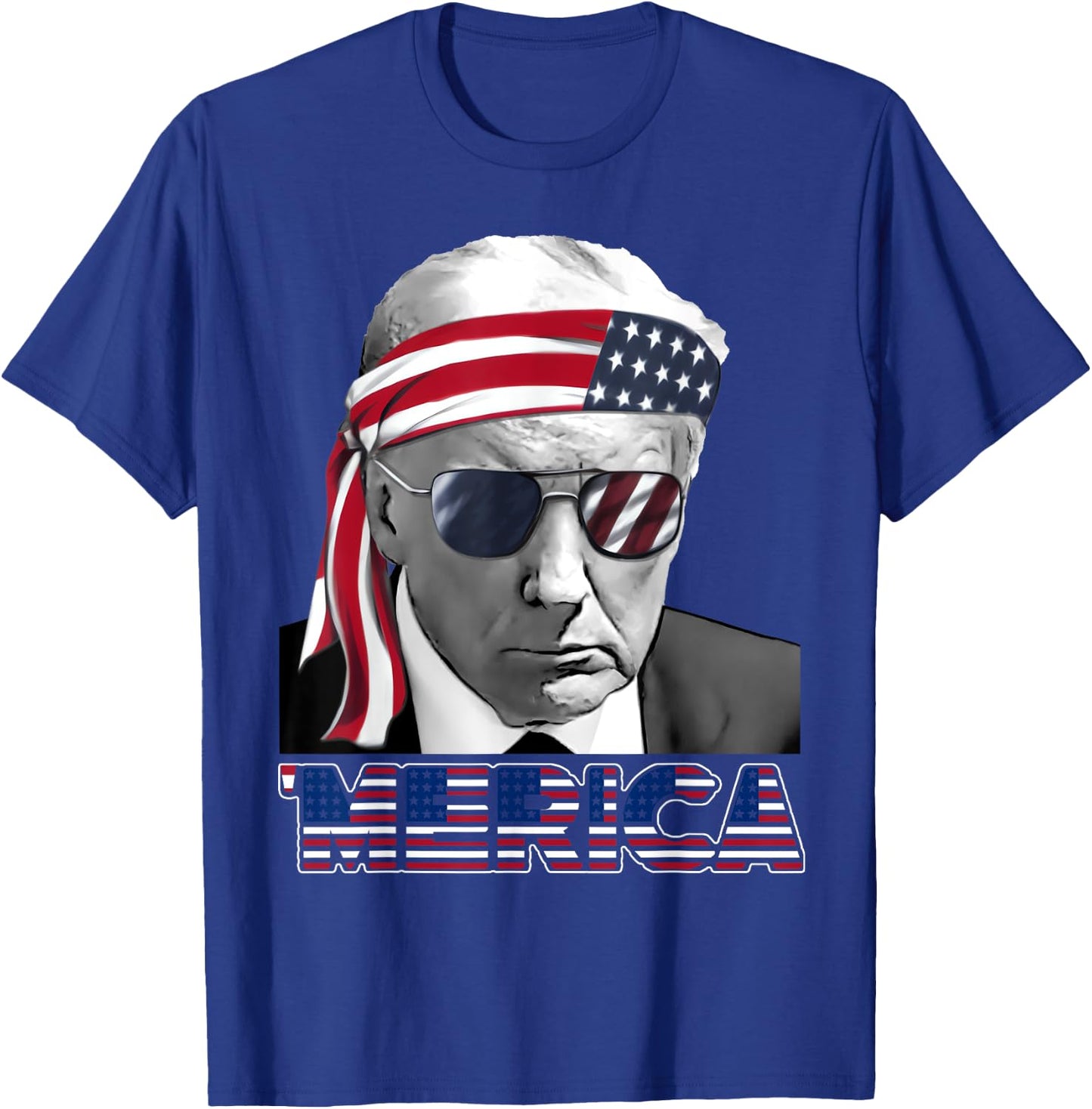 'MERICA TRUMP Happy 4th Of July Trump American Flag T-Shirt - T-Shirt | Royal