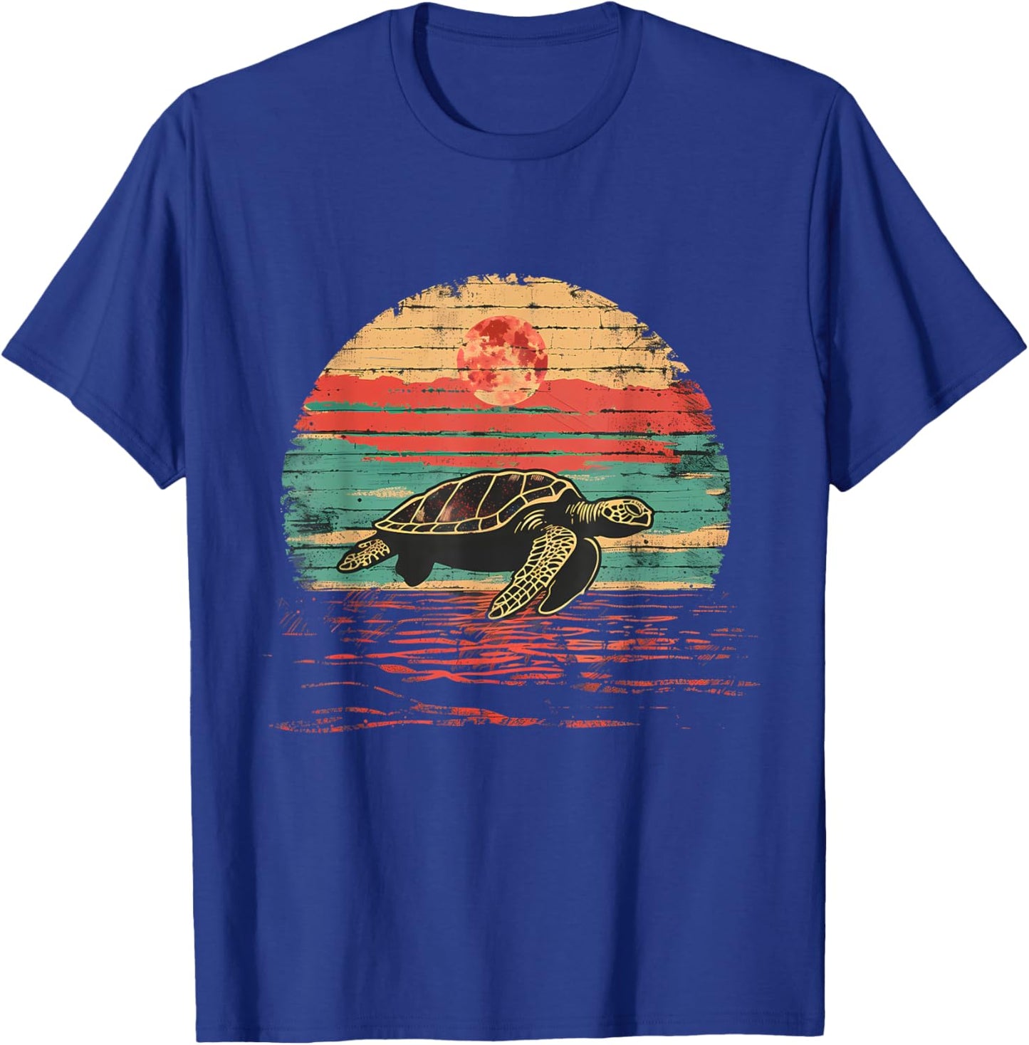 Sea Turtle Sea Turtle Lover Sea Ocean Animal Sunset Artwork T-Shirt - T-Shirt | Royal