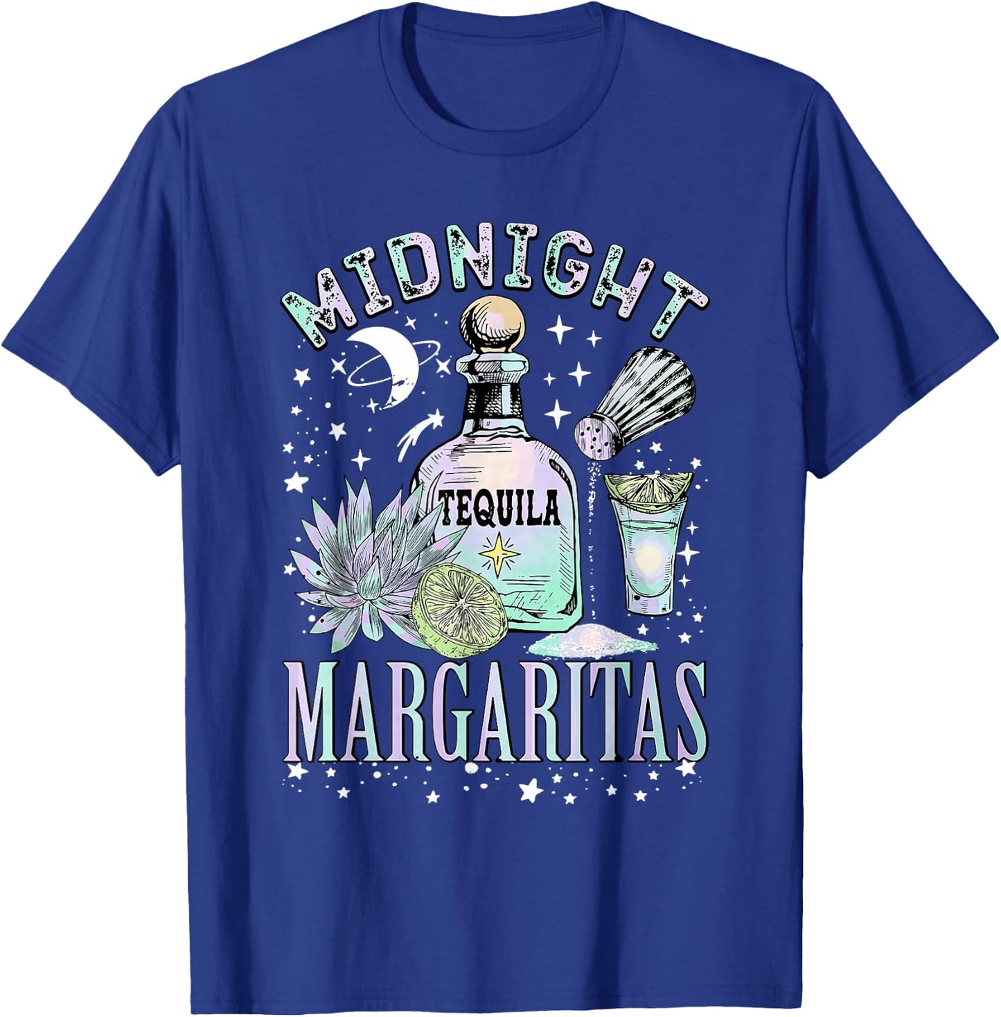 Midnight Margaritas Tequila Bottle Lime Succulent T-Shirt - T-Shirt | Royal