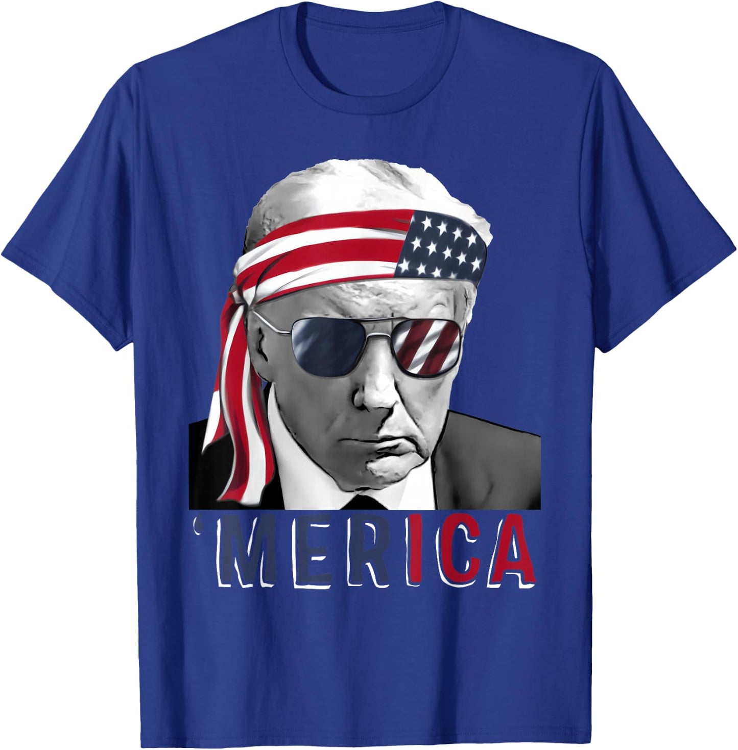 'MERICA TRUMP Happy 4th Of July Trump American Flag USA T-Shirt - T-Shirt | Royal