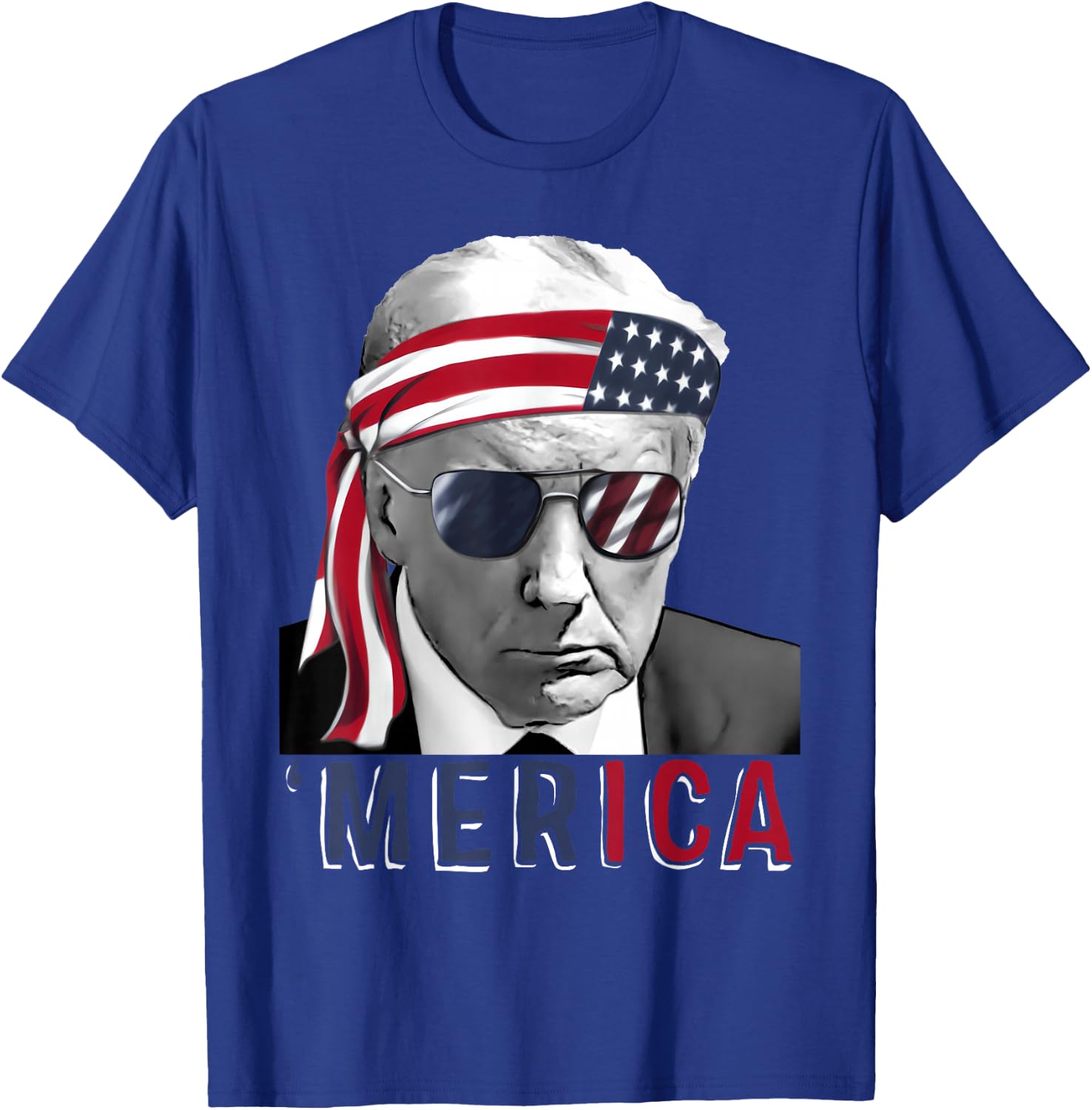 'MERICA TRUMP Happy 4th Of July Trump American Flag USA T-Shirt - T-Shirt | Royal