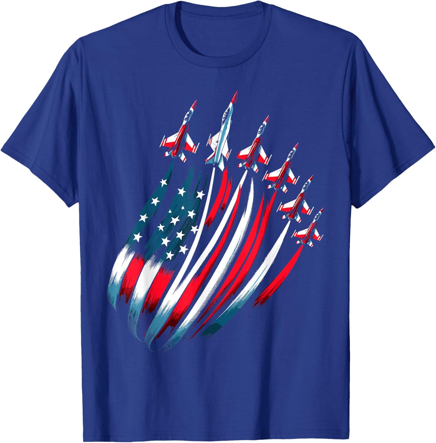 Patriotic USA Flag Fighter Jets Boys 4th of July T-Shirt - T-Shirt | Royal