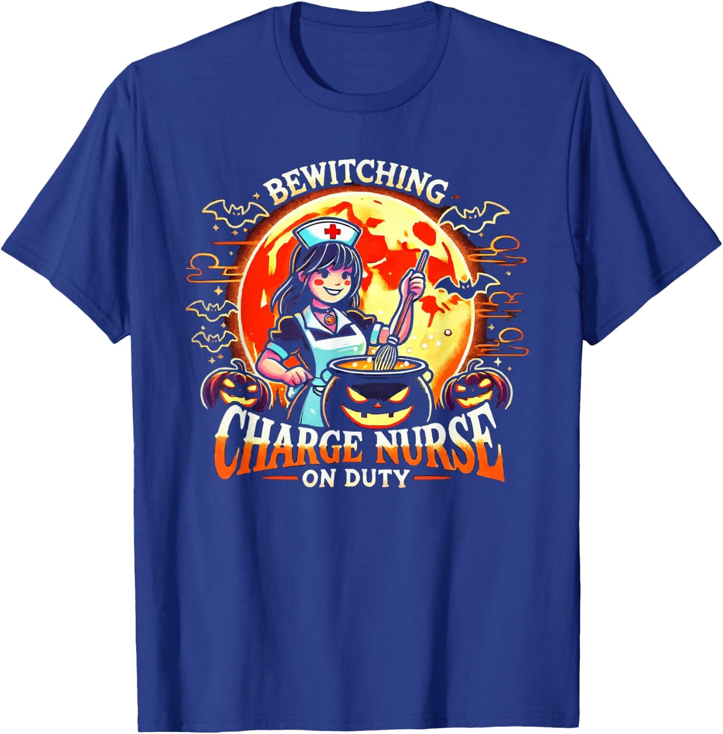 Charge Nurse Halloween Spooky Nursing Trick Or Treat T-Shirt - T-Shirt | Royal