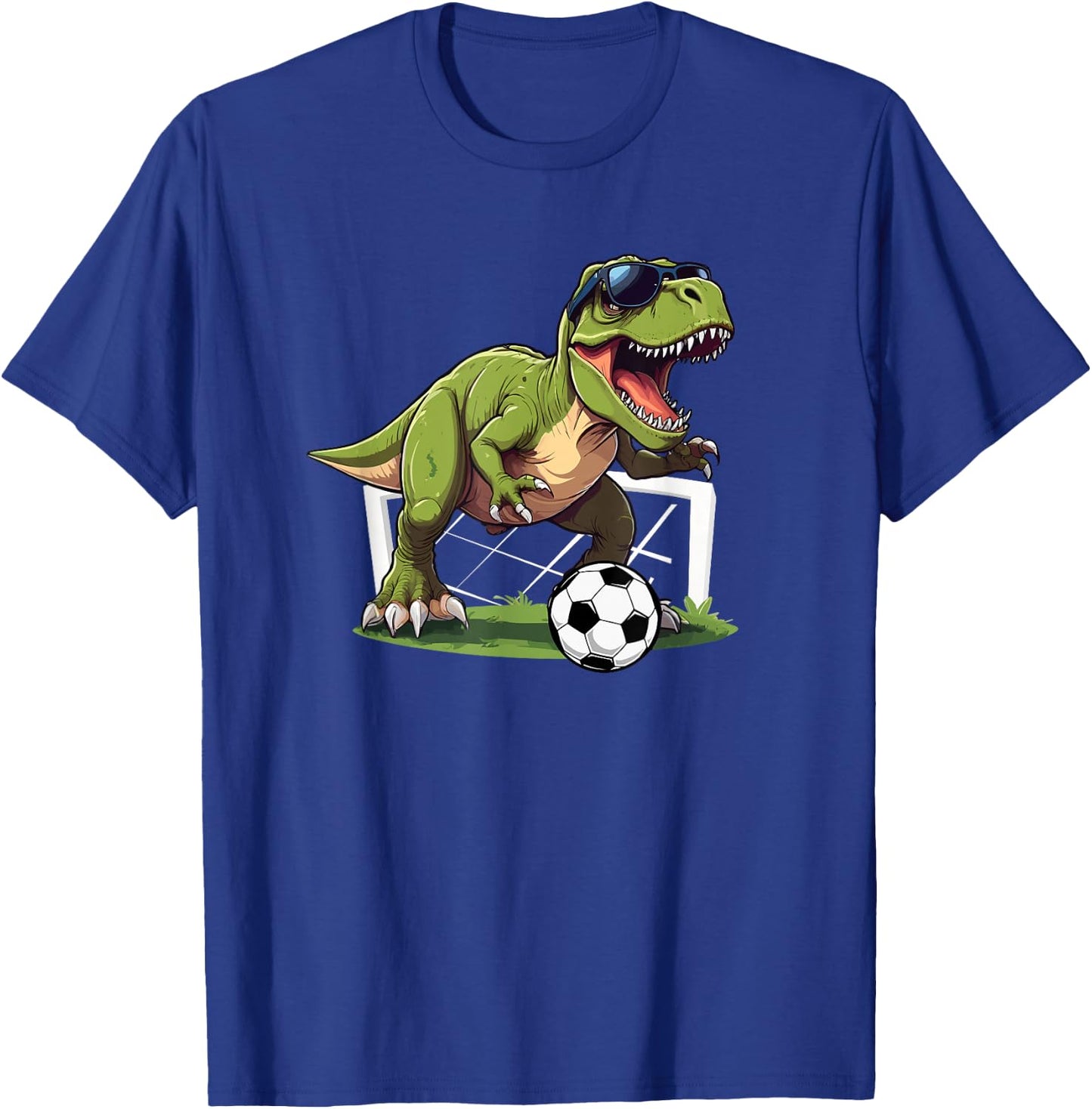 T-Rex Playing Soccer Football Dinosaur Soccer Player T-Shirt - T-Shirt | Royal