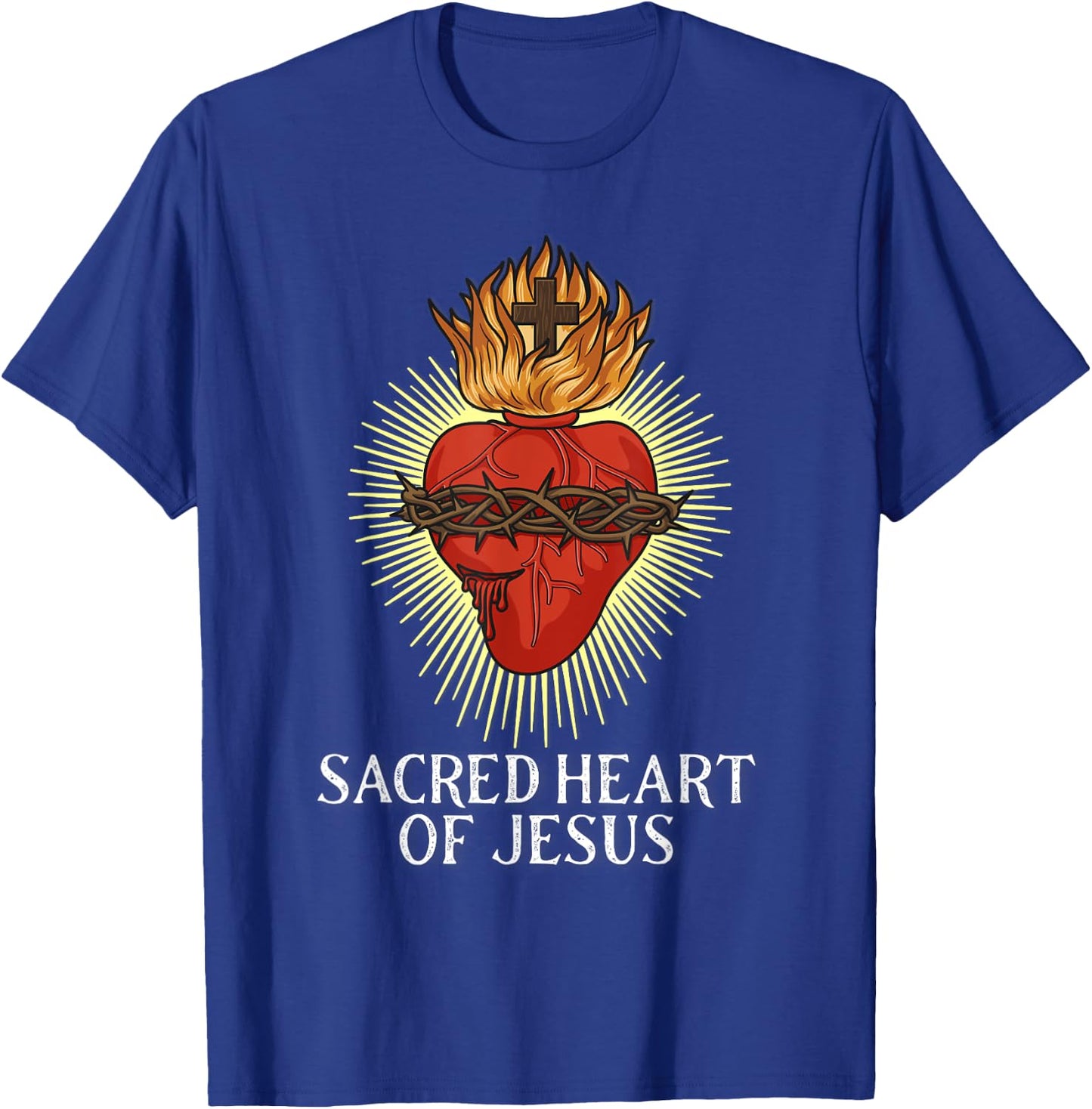 Sacred Heart Of Jesus Traditional Catholic T-Shirt - T-Shirt | Royal