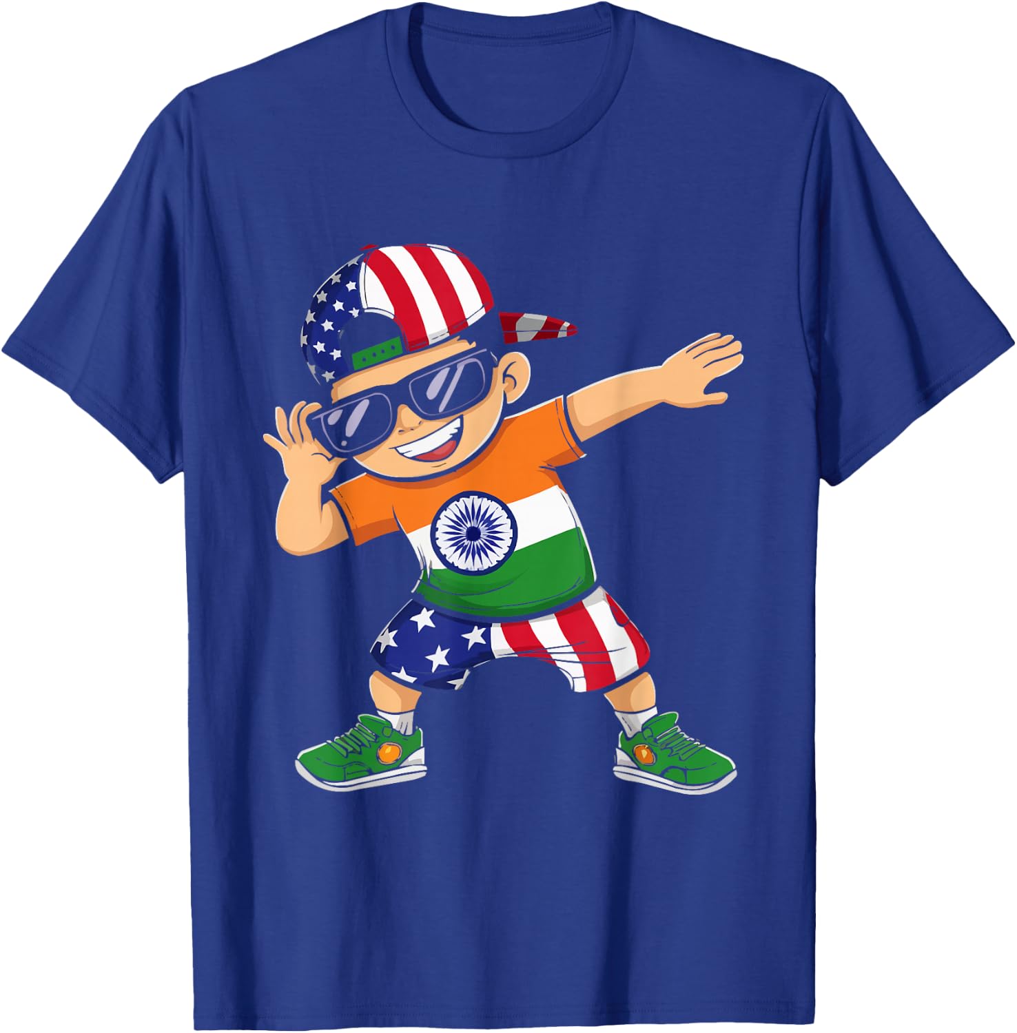 Half Indian Half American USA Flag India America T-Shirt - T-Shirt | Royal