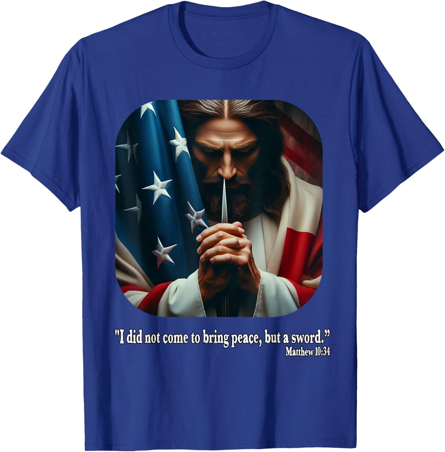Jesus Fourth of July Bible Quote USA Flag Christian T-Shirt - T-Shirt | Royal