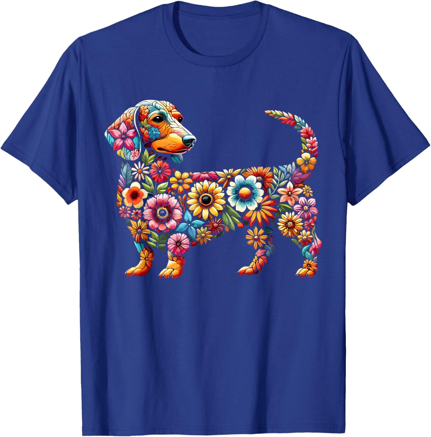 Dachshund Flower Funny Dog Women Girls Kids T-Shirt - T-Shirt | Royal